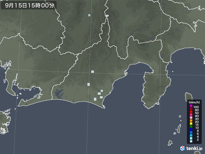 静岡県の雨雲レーダー(2022年09月15日)