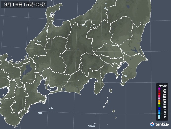 関東・甲信地方の雨雲レーダー(2022年09月16日)