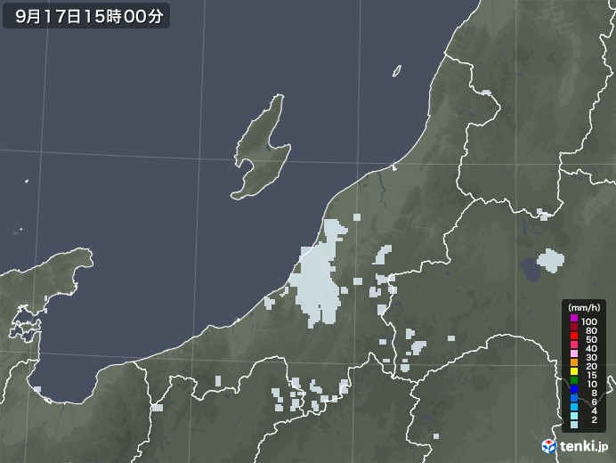 新潟県の雨雲レーダー(2022年09月17日)