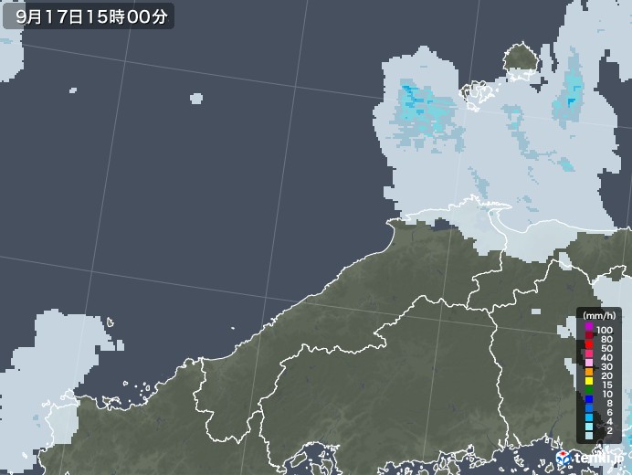 島根県の雨雲レーダー(2022年09月17日)