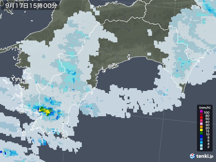 高知県の雨雲レーダー(2022年09月17日)