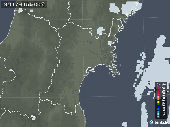 宮城県の雨雲レーダー(2022年09月17日)