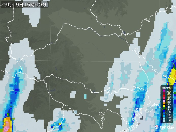 埼玉県の雨雲レーダー(2022年09月19日)