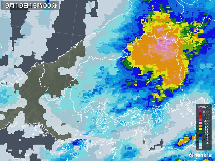 広島県の過去の雨雲レーダー(2022年09月19日) - 日本気象協会 tenki.jp