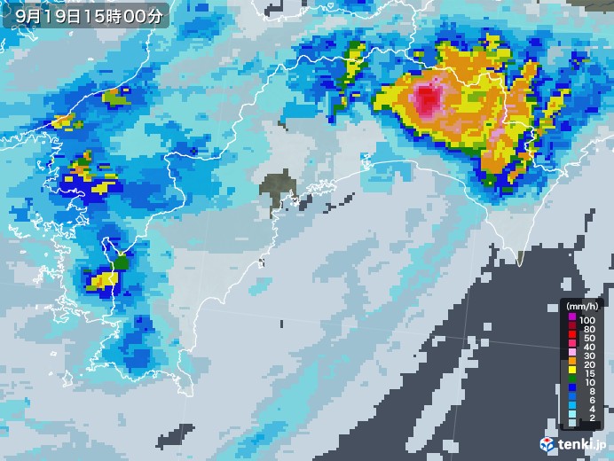 高知県の雨雲レーダー(2022年09月19日)