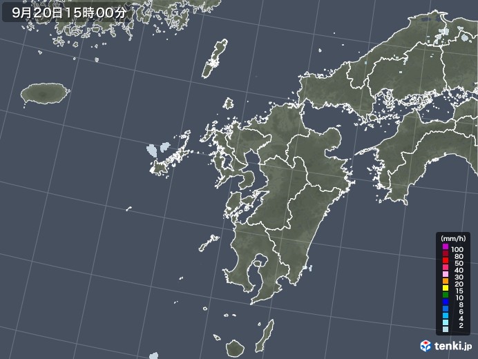 九州地方の雨雲レーダー(2022年09月20日)