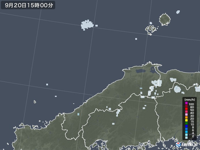 島根県の雨雲レーダー(2022年09月20日)