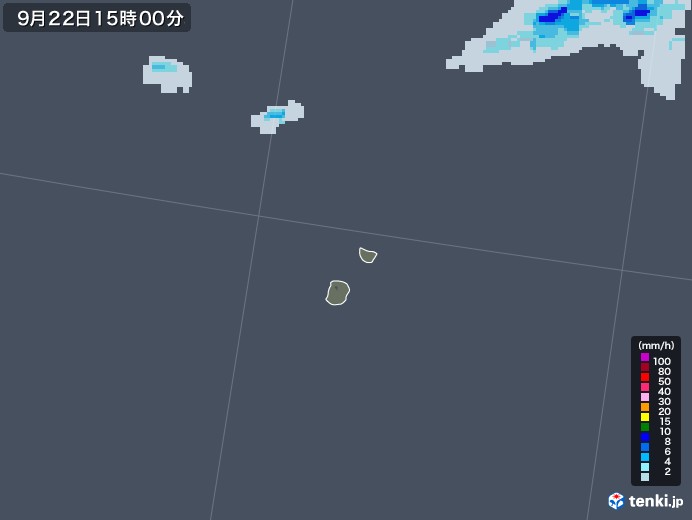 南大東島(沖縄県)の雨雲レーダー(2022年09月22日)