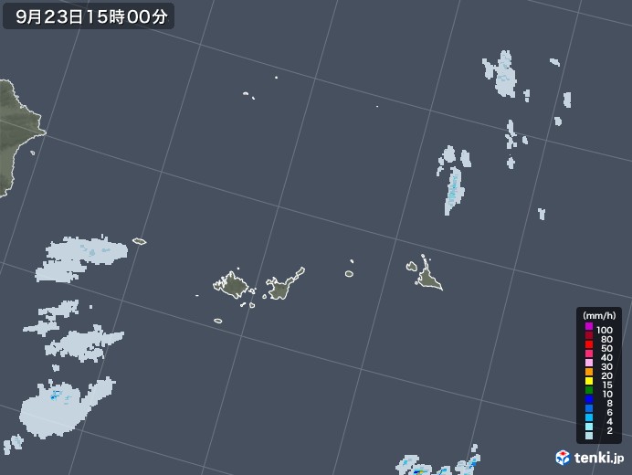 宮古・石垣・与那国(沖縄県)の雨雲レーダー(2022年09月23日)