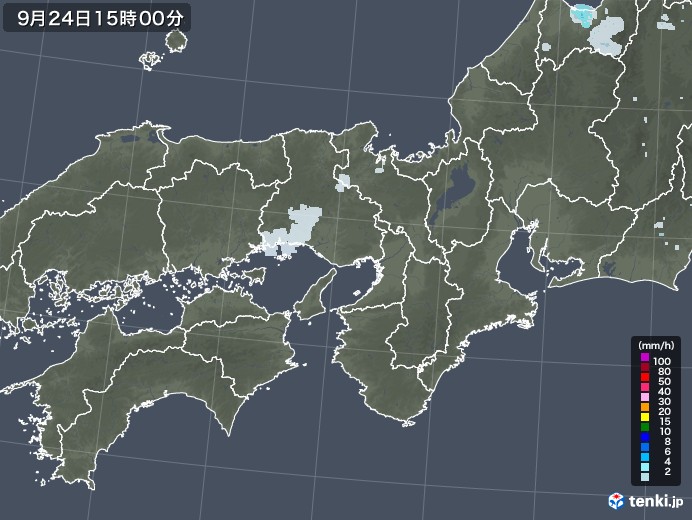 近畿地方の雨雲レーダー(2022年09月24日)