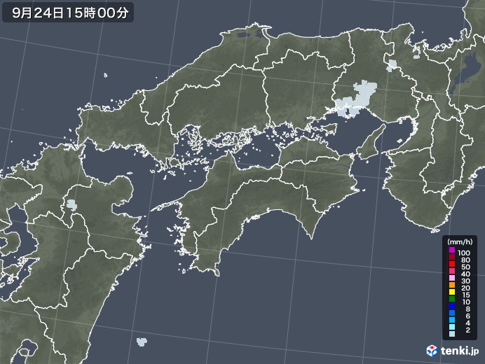 四国地方の雨雲レーダー(2022年09月24日)