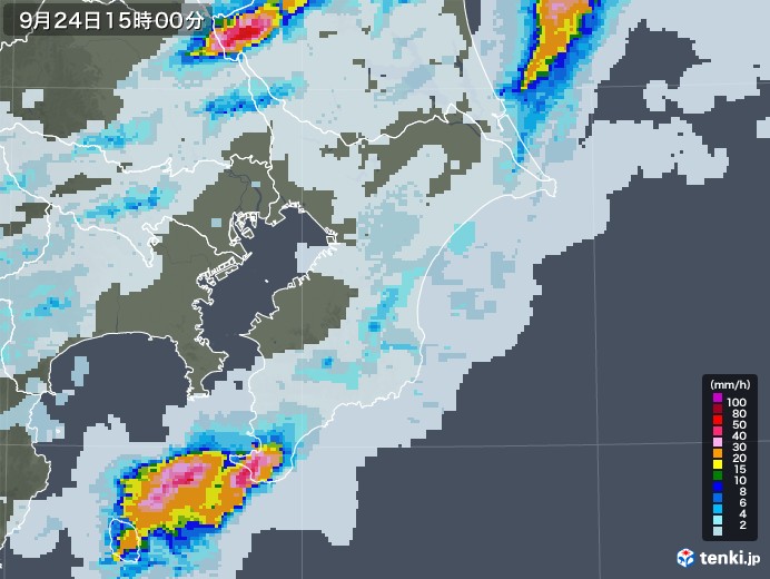 千葉県の雨雲レーダー(2022年09月24日)