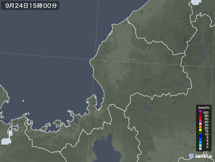 福井県の雨雲レーダー(2022年09月24日)