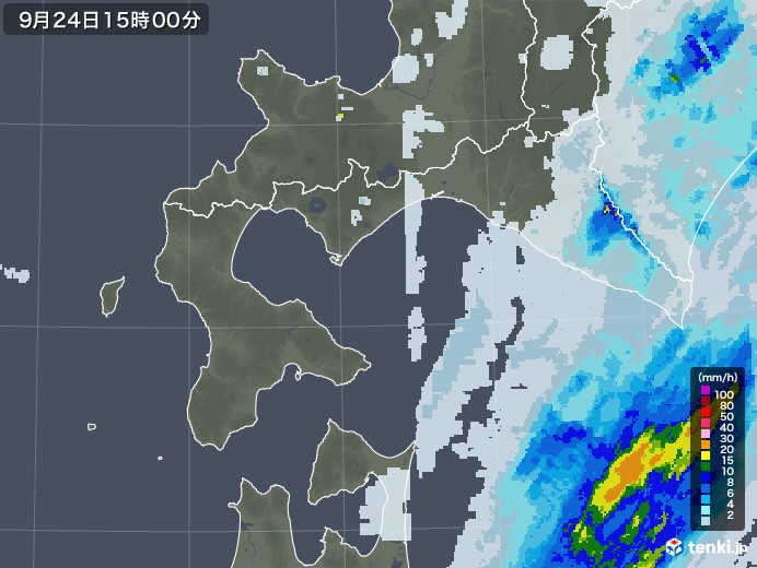 道南の雨雲レーダー(2022年09月24日)