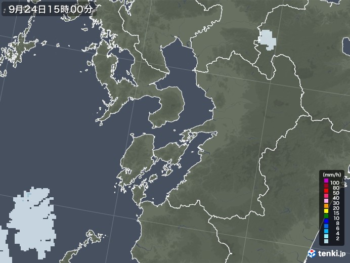 熊本県の雨雲レーダー(2022年09月24日)