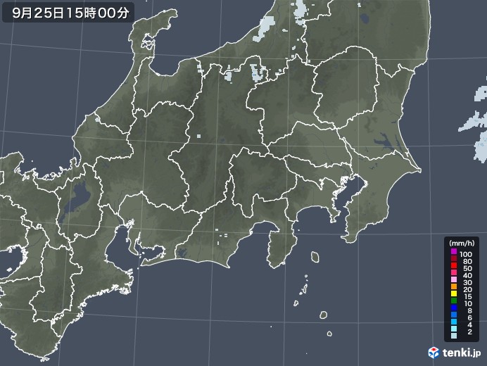 関東・甲信地方の雨雲レーダー(2022年09月25日)
