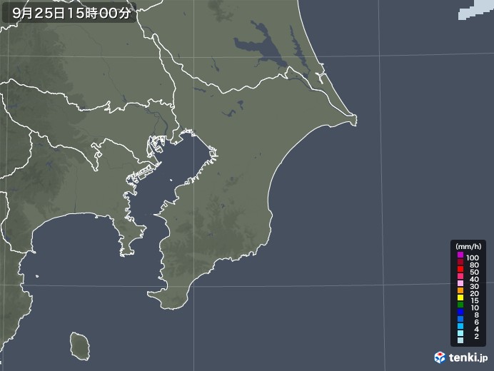 千葉県の雨雲レーダー(2022年09月25日)