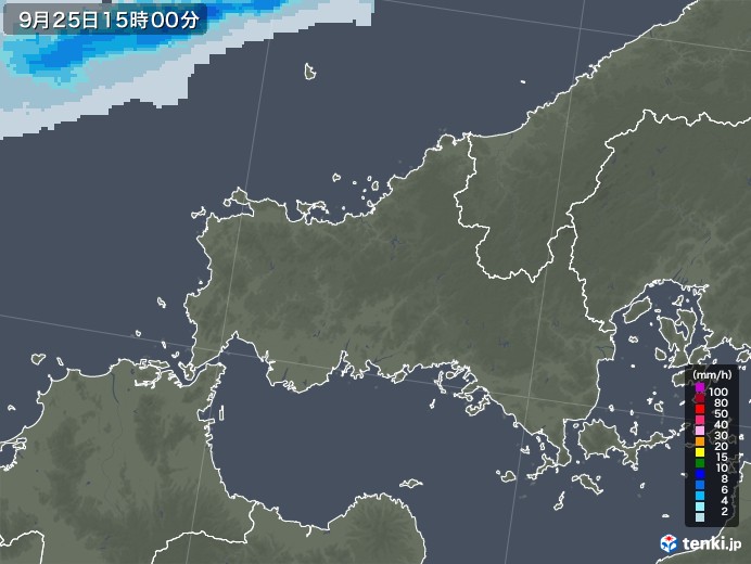 山口県の雨雲レーダー(2022年09月25日)