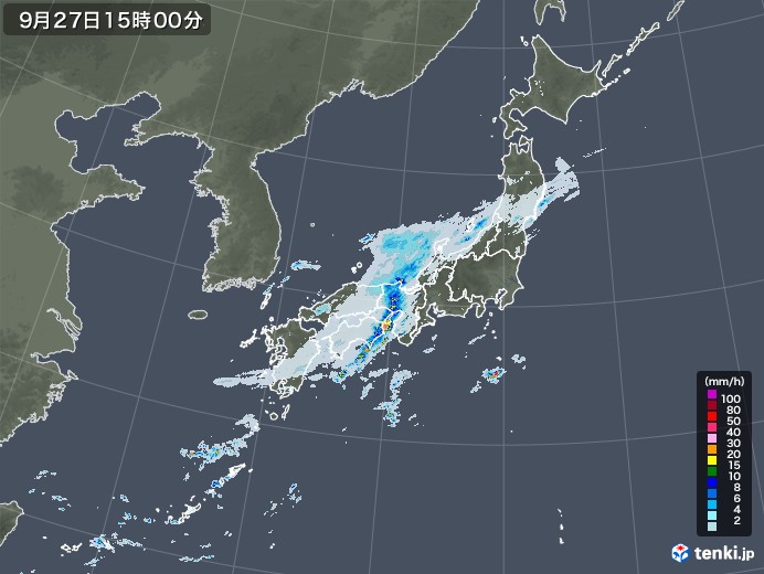 雨雲レーダー(2022年09月27日)