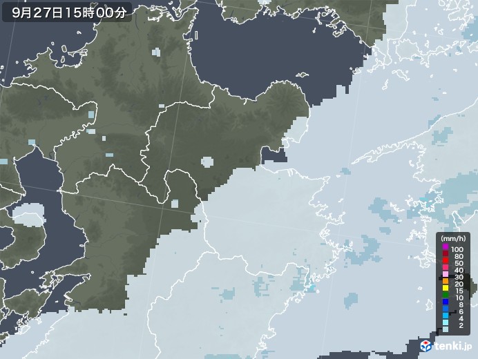 大分県の雨雲レーダー(2022年09月27日)