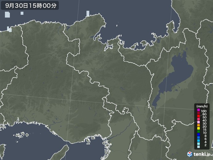 京都府の雨雲レーダー(2022年09月30日)