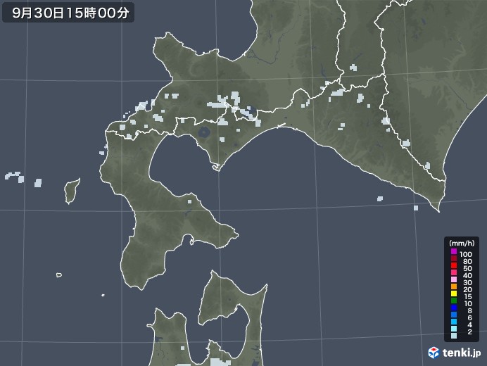 道南の雨雲レーダー(2022年09月30日)