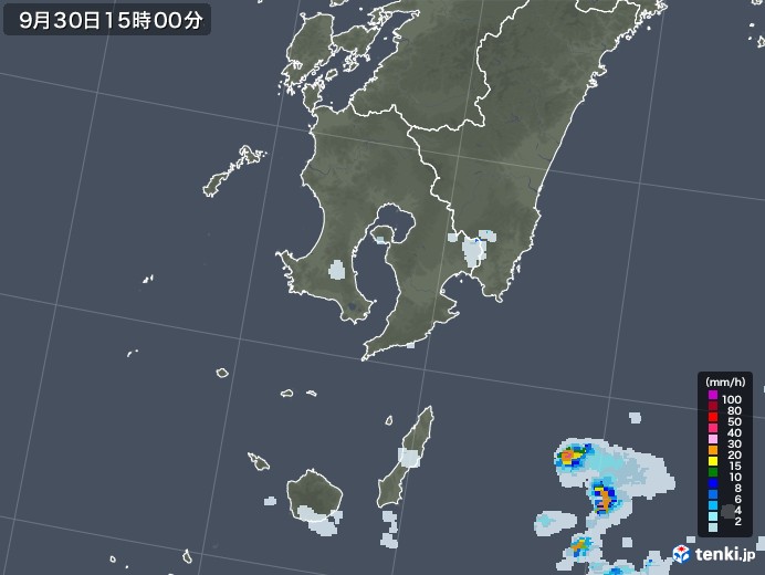 鹿児島県の雨雲レーダー(2022年09月30日)