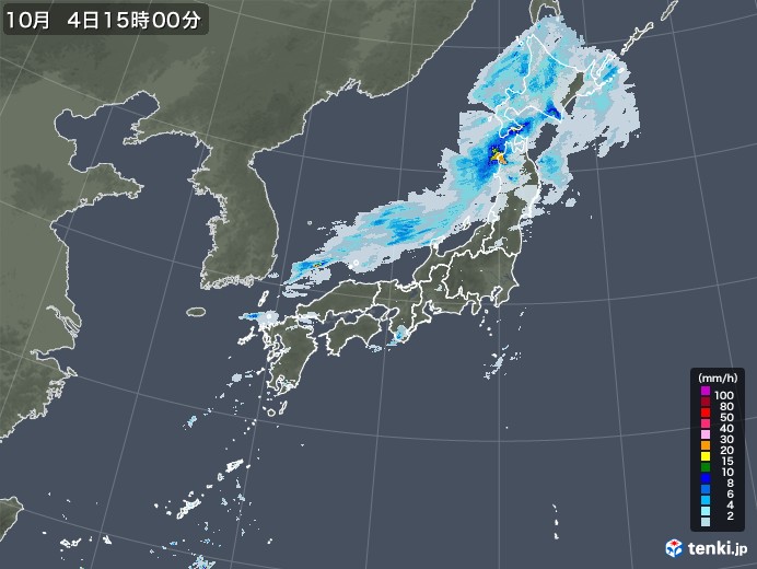 雨雲レーダー(2022年10月04日)