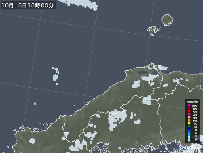 島根県の雨雲レーダー(2022年10月05日)
