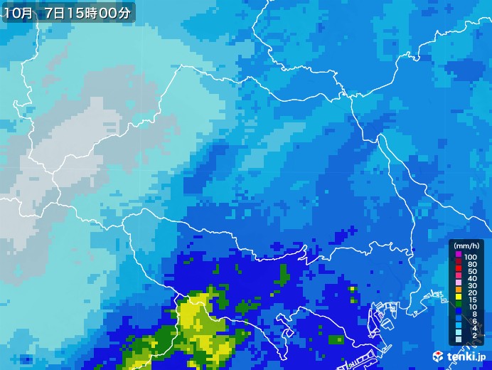 埼玉県の雨雲レーダー(2022年10月07日)