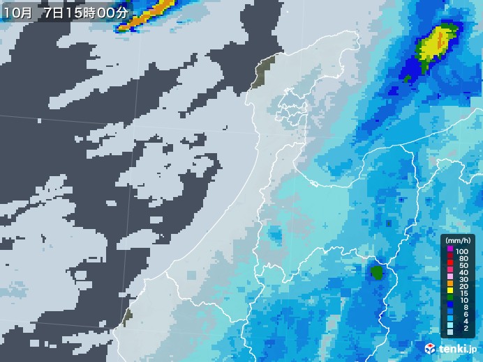 石川県の雨雲レーダー(2022年10月07日)