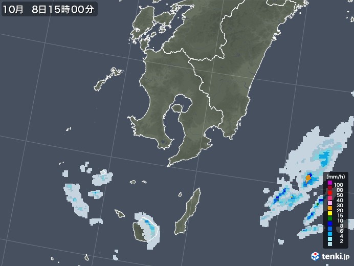鹿児島県の雨雲レーダー(2022年10月08日)