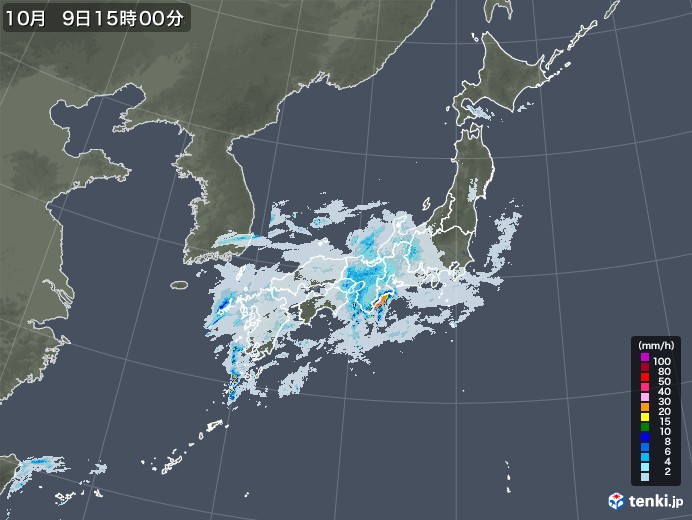 雨雲レーダー(2022年10月09日)