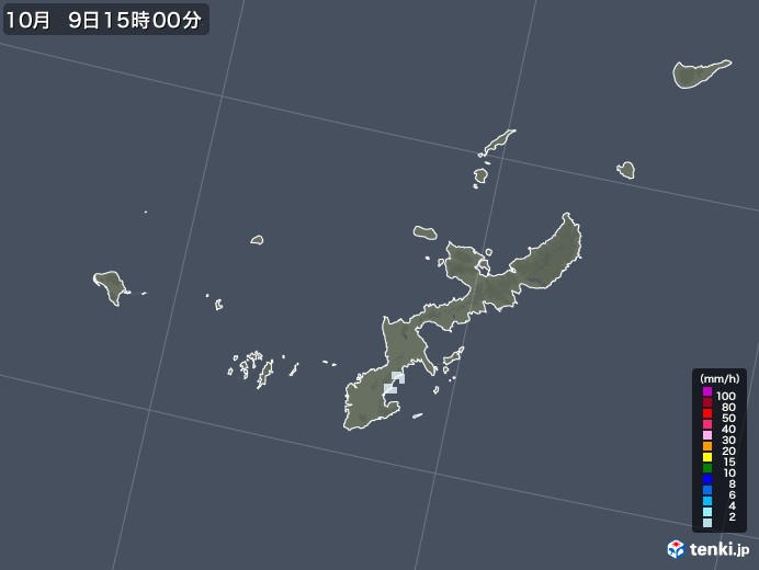 沖縄県の雨雲レーダー(2022年10月09日)