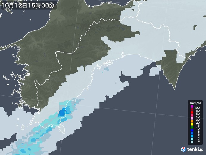 高知県の雨雲レーダー(2022年10月12日)