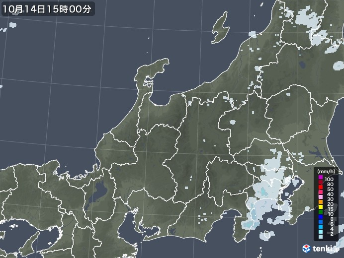 北陸地方の雨雲レーダー(2022年10月14日)