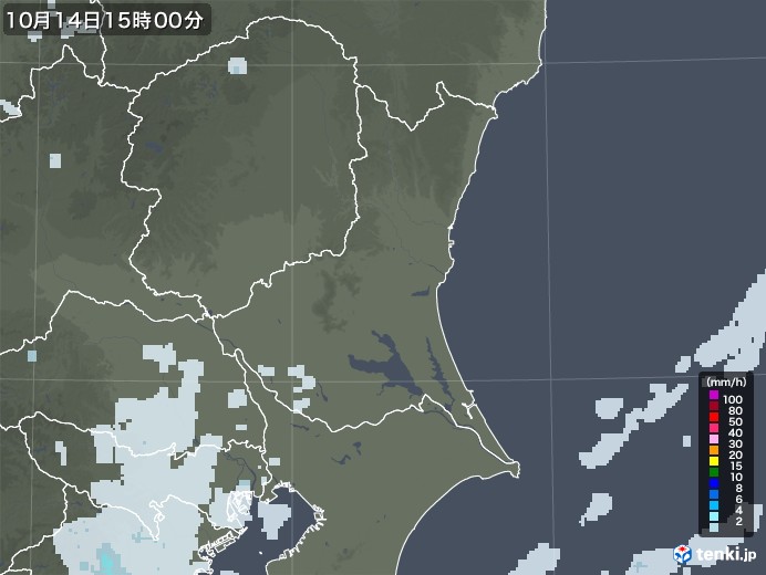 茨城県の雨雲レーダー(2022年10月14日)