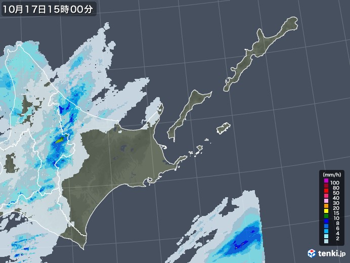 道東の雨雲レーダー(2022年10月17日)
