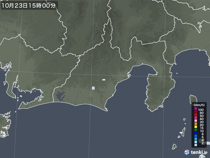 静岡県の雨雲レーダー(2022年10月23日)