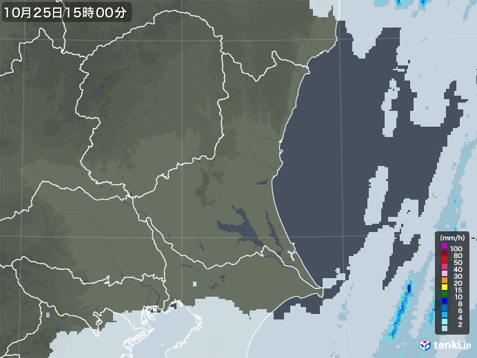 茨城県の雨雲レーダー(2022年10月25日)