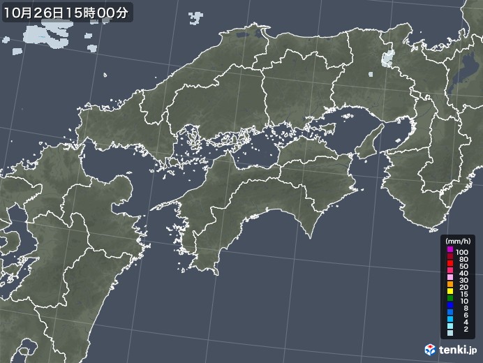 四国地方の雨雲レーダー(2022年10月26日)