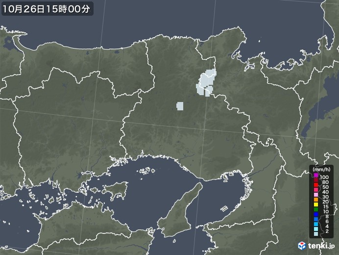 兵庫県の雨雲レーダー(2022年10月26日)