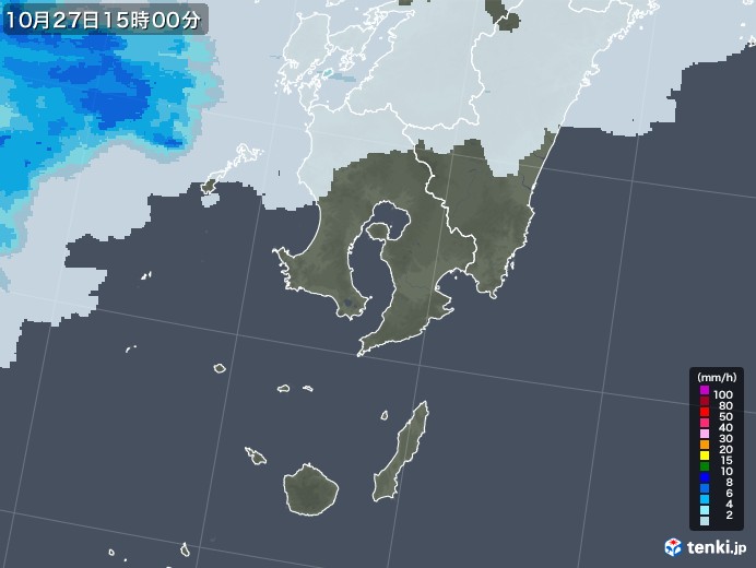 鹿児島県の雨雲レーダー(2022年10月27日)
