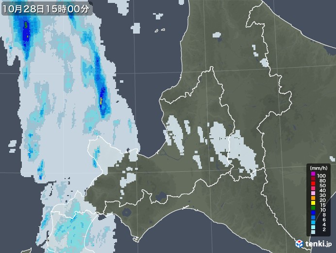 道央の雨雲レーダー(2022年10月28日)