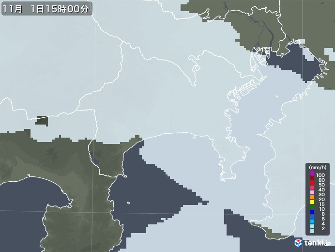 神奈川県の雨雲レーダー(2022年11月01日)