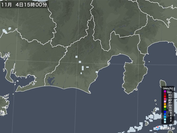 静岡県の雨雲レーダー(2022年11月04日)