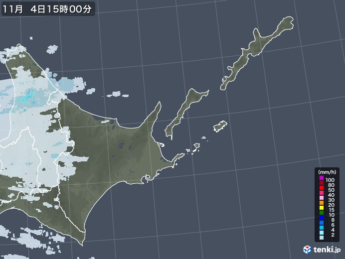 道東の雨雲レーダー(2022年11月04日)