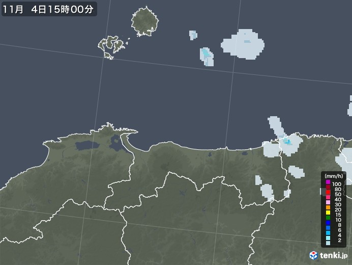 鳥取県の雨雲レーダー(2022年11月04日)