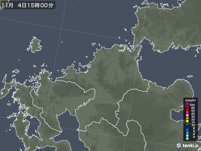 福岡県の雨雲レーダー(2022年11月04日)