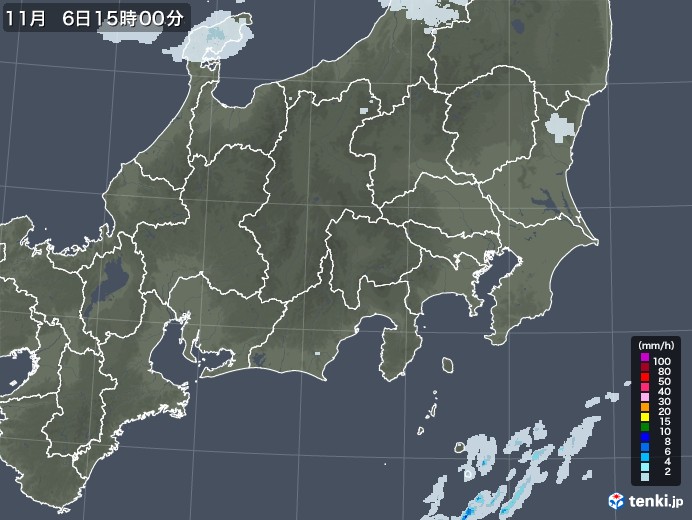 関東・甲信地方の雨雲レーダー(2022年11月06日)